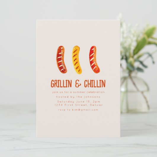 Grillin en Chilling Zomer Backyard BBQ Kaart (Staand voorkant)