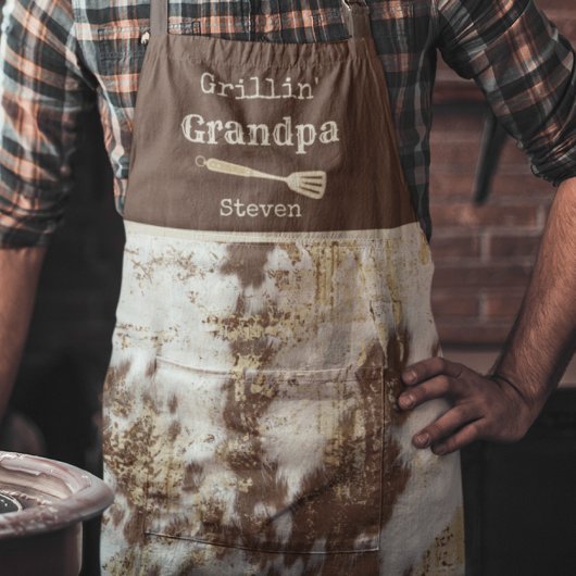 Grillin" Opa Cowhide Western Op Maat Schort