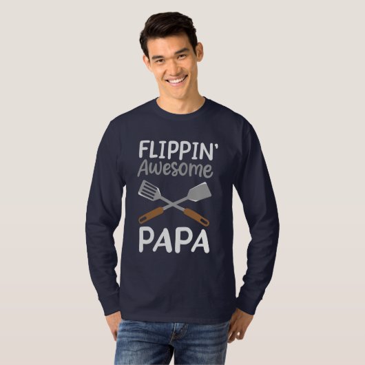 Grilling BBQ Grandpa Flipping Papa T-shirt (Voorkant volledig)