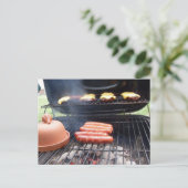 Grilling Hamburgers en Hot Dogs Kaart (Staand voorkant)