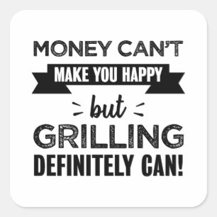 Grilling maakt je gelukkig Funny Gift Vierkante Sticker