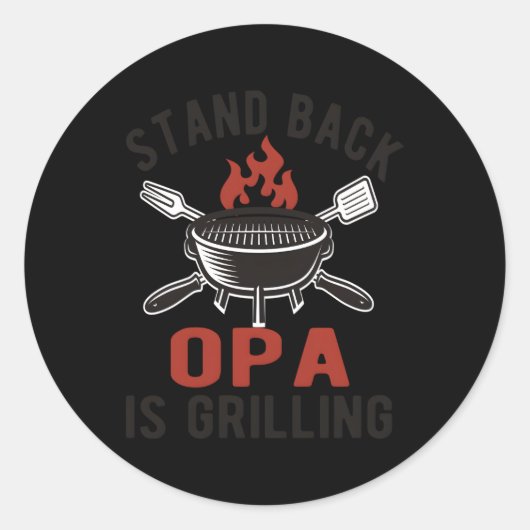 Grilling Opa BBQ Poppa Opa Ronde Sticker (Voorkant)