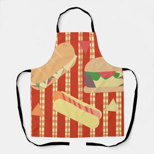Grilling Party Hamburger Hotdog Sub Birthday Party Schort (Voorkant)
