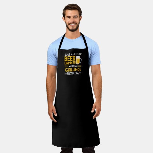 Grilling Probleem Barbecue Large Black Apron Schort (Gedragen)