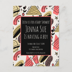 Grilling Summer BBQ Doodles Baby shower Briefkaart