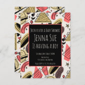 Grilling Summer BBQ Doodles Baby shower Briefkaart (Voorkant / Achterkant)