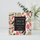 Grilling Summer BBQ Doodles Baby shower Kaart (Staand voorkant)