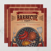 Grilling Time BBQ Party Invitation Kaart (Voorkant / Achterkant)