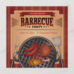 Grilling Time BBQ Party Invitation Kaart