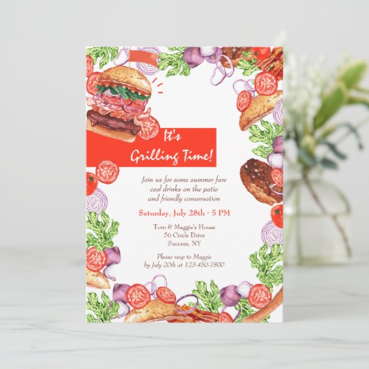 Grilling Time Invitation Kaart (Staand voorkant)