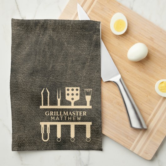 Grillmaster aangepaste naam klassieke barbecuetool theedoek (Quarter Fold)