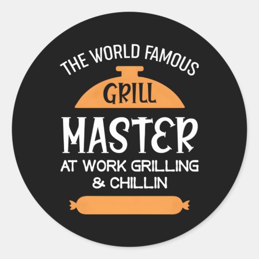 Grillmaster BBQ de wereldberoemde grillmeester Ronde Sticker (Voorkant)