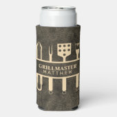 Grillmaster bbq faux, aangepaste naam klassiek seltzer blikjeskoeler (Seltzer Achterkant)