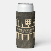Grillmaster bbq faux, aangepaste naam klassiek seltzer blikjeskoeler (Seltzer Voorkant)