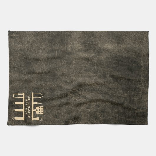 Grillmaster custom name classic barbeque tools theedoek (Horizontaal)