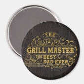 Grillmaster en beste papa ooit Vaderdag zwart Magneet (Voorkant / Achterkant)