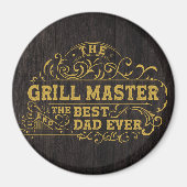 Grillmaster en beste papa ooit Vaderdag zwart Magneet (Voorkant)