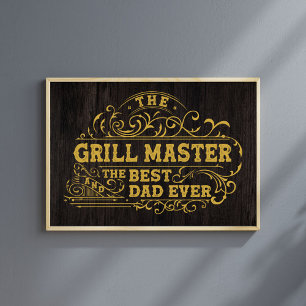 Grillmaster en beste papa ooit Vaderdag zwart Poster