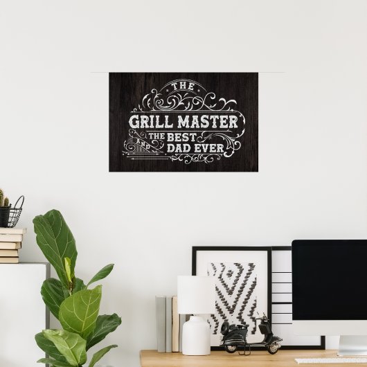 Grillmaster en beste papa ooit Vaderdag zwart Poster (Thuiskantoor)