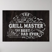 Grillmaster en beste papa ooit Vaderdag zwart Poster (Voorkant)