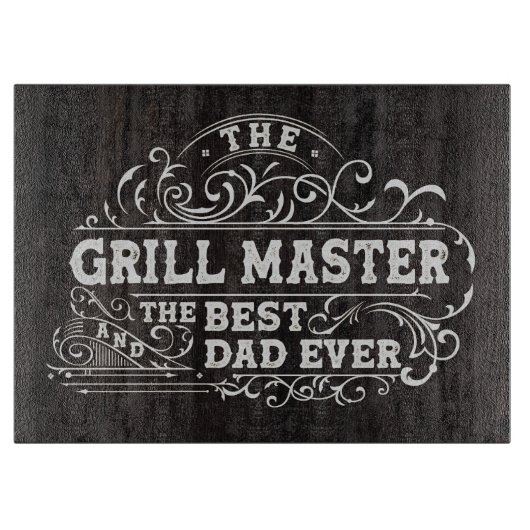 Grillmaster en Beste Papa Ooit Vaderdag Zwart Snijplank (Voorkant)