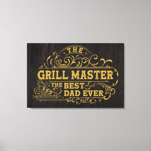 Grillmaster en beste papa ooit vaders zwart canvas afdruk (Voorkant)