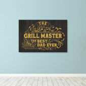 Grillmaster en beste papa ooit vaders zwart canvas afdruk (Insitu (Houten vloer))