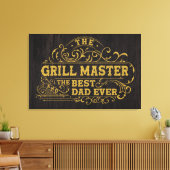 Grillmaster en beste papa ooit vaders zwart canvas afdruk (Insitu (Woonkamer))