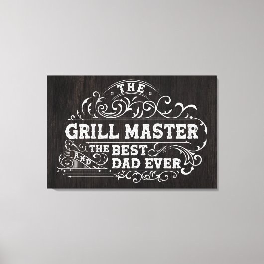 Grillmaster en beste papa ooit vaders zwart canvas afdruk (Voorkant)