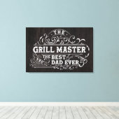 Grillmaster en beste papa ooit vaders zwart canvas afdruk (Insitu (Houten vloer))