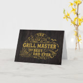 Grillmaster en beste papa ooit Zwarte Vaderdag Kaart (Gele Bloem)