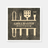 Grillmaster Faux Leather Name Classic BBQ Tools Servet (Voorkant)