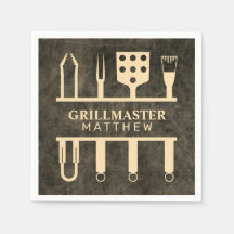 Grillmaster Faux Leather Name Classic BBQ Tools
