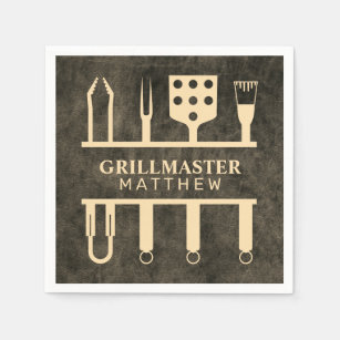 Grillmaster Faux Leather Name Classic BBQ Tools Servet