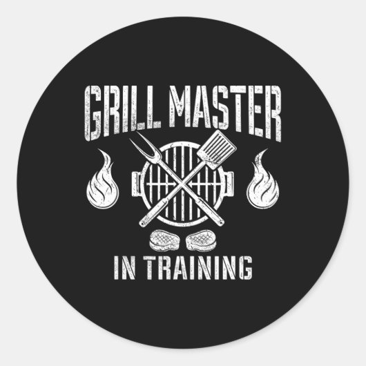 Grillmaster in opleiding Funny BBQ-liefhebber Gril Ronde Sticker (Voorkant)