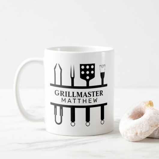 Grillmaster naam vaderdag koffiemok (Met donut)