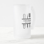 Grillmaster naam vaderdag  matglas bierpul (Voorkant rechts)