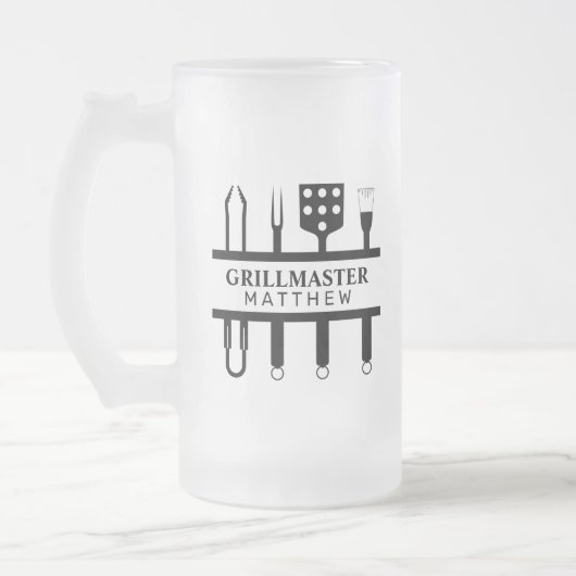 Grillmaster naam vaderdag  matglas bierpul (Links)