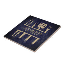 Grillmaster naam Vaderdag navy leer textuur