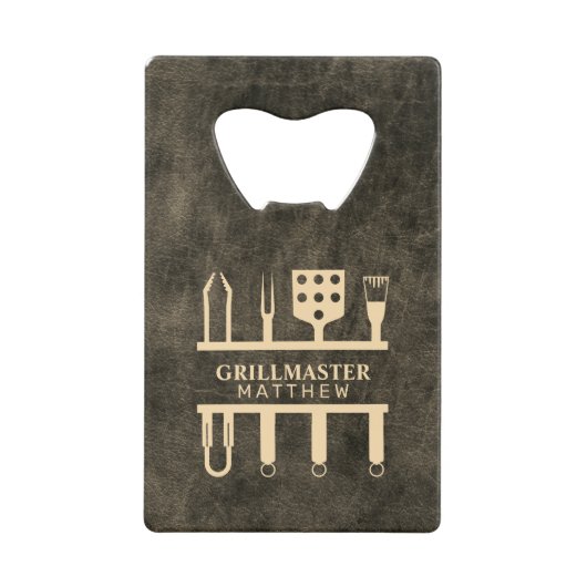 Grillmaster nama nep faux leather classic  creditkaart flessenopener (Voorkant)