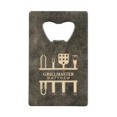Grillmaster nama nep faux leather classic  creditkaart flessenopener (Achterkant)