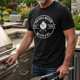Grillmaster Oprichtingsjaar Naam Barbecuen T-shirt