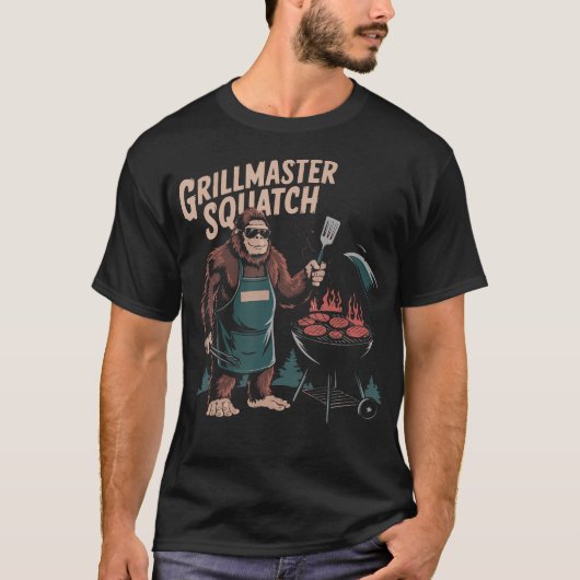 Grillmaster Sasquatch BBQ Liefhebber Grappig Grill T-shirt (Voorkant)