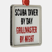 Grillmaster Scuba Diver Metalen Ornament (Rechts)
