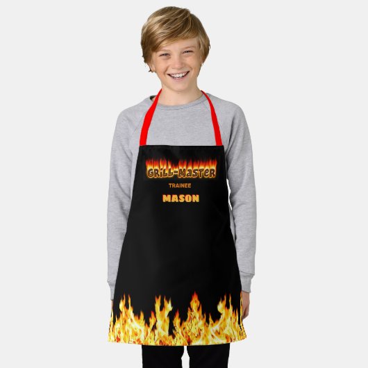 Grillmaster Trainee Schort met jouw naam erop (Gedragen)