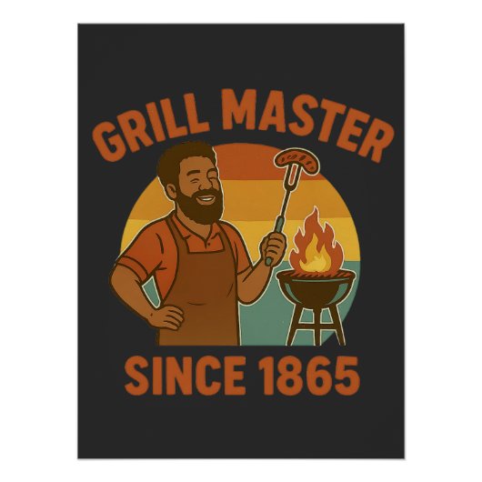 Grillmeester sinds 1865 Juneteenth BBQ Heritage Perfect Poster (Voorkant)