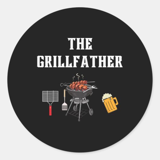 Grillvader Grillen Grappig Bbq Vlees Vader Opa Gr Ronde Sticker (Voorkant)