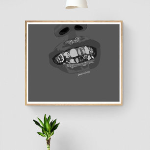 Grillz Esthetisch, Gold Grills (Grillz) tandenkuns Poster