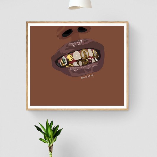 Grillz Esthetisch, Gold Grills (Grillz) tandenkuns Poster