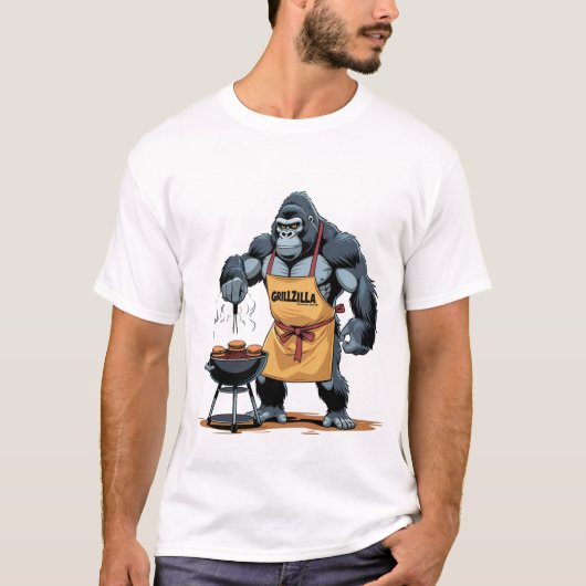 Grillzilla Dad – Grappig Gorilla BBQ T-shirt (Voorkant)